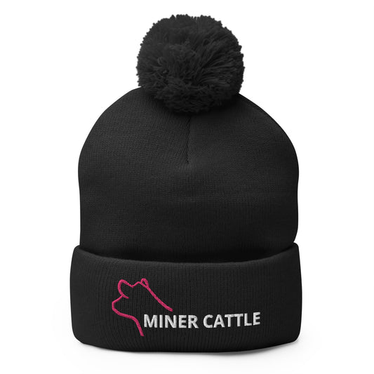 MINER CATTLE- UNISEX POM POM BEANIE (EMBROIDERED)