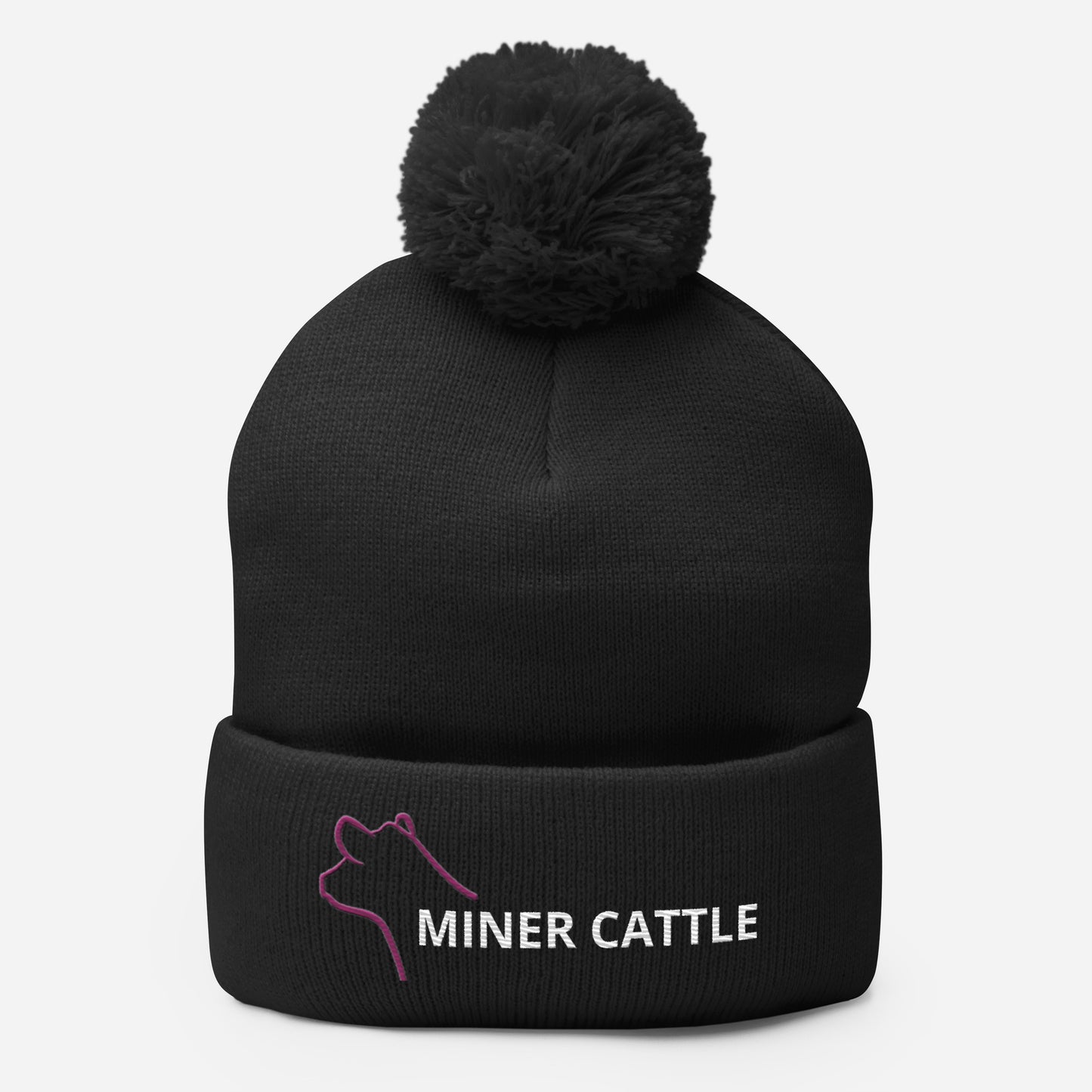 MINER CATTLE- POM POM BEANIE (EMBROIDERED)