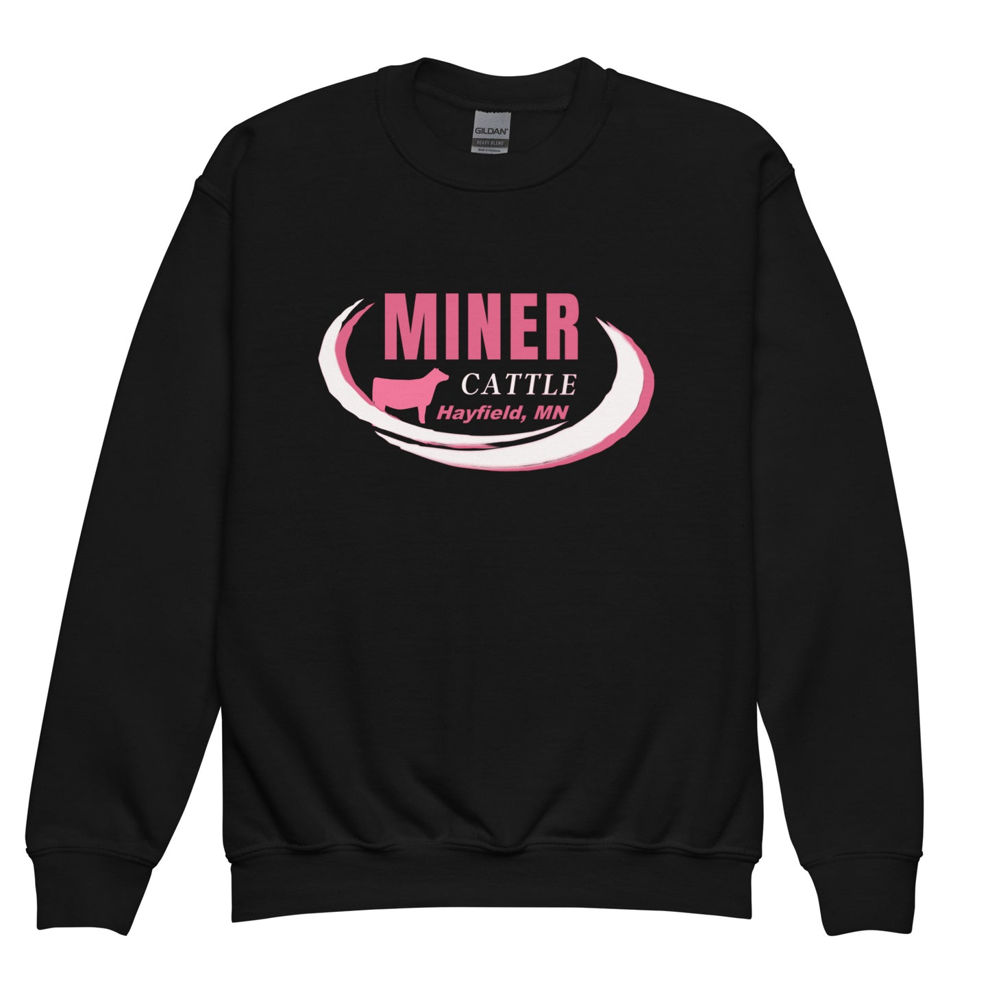 MINER CATTLE- YOUTH CREWNECK (PINK LOGO)