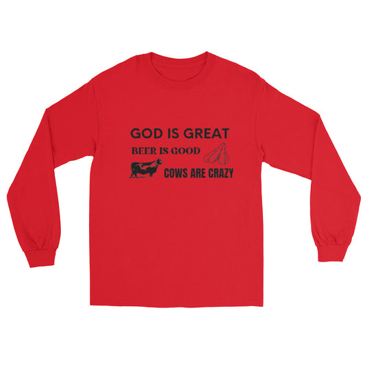 MENS LONG SLEEVE- COWS ARE CRAZY